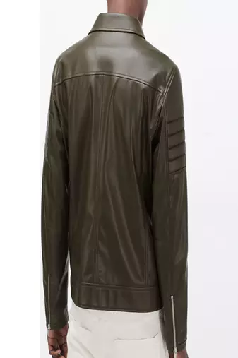 men's green lambskin leather jacket classic zip up style