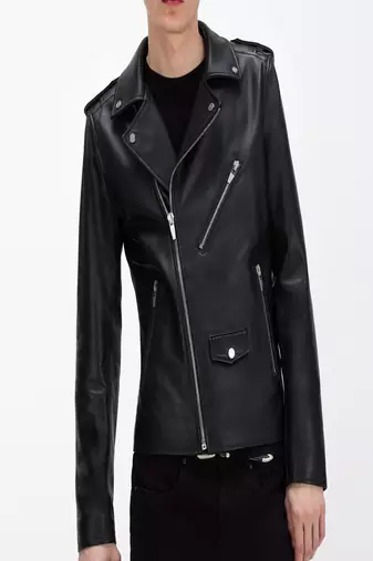 Men's black genuine lambskin leather jacket stylish casual slim fit leather jacket-l64