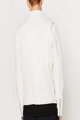 men's white lambskin leather jacket classic zip up style 2