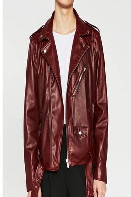 men's maroon lambskin leather jacket classic zip up style 1