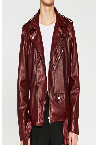 men's maroon lambskin leather jacket classic zip up style
