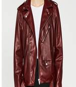 men's maroon lambskin leather jacket classic zip up style