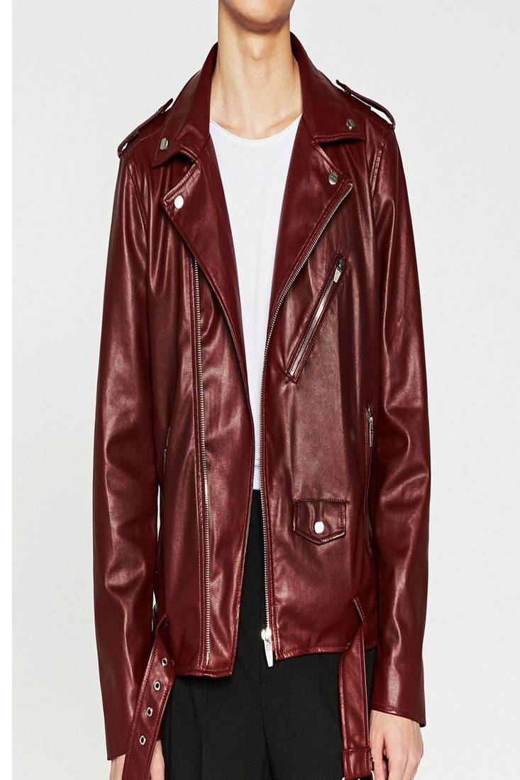 Men's maroon genuine lambskin leather jacket stylish casual slim fit leather jacket-l66