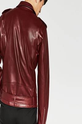 men's maroon lambskin leather jacket classic zip up style 2