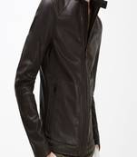 men's black lambskin leather jacket classic zip up style genuine