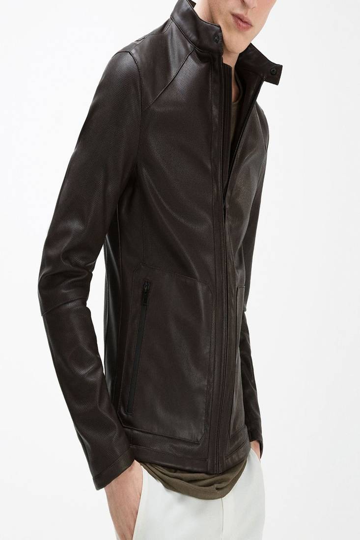 Men's black genuine lambskin leather jacket stylish casual slim fit leather jacket-l67