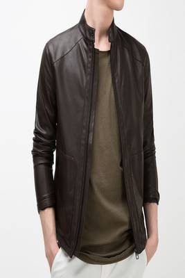 Men's black genuine lambskin leather jacket stylish casual slim fit leather jacket-l67 2