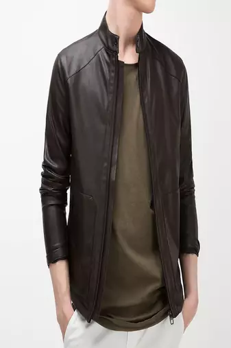 Men's black genuine lambskin leather jacket stylish casual slim fit leather jacket-l67