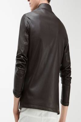 Men's black genuine lambskin leather jacket stylish casual slim fit leather jacket-l67 3