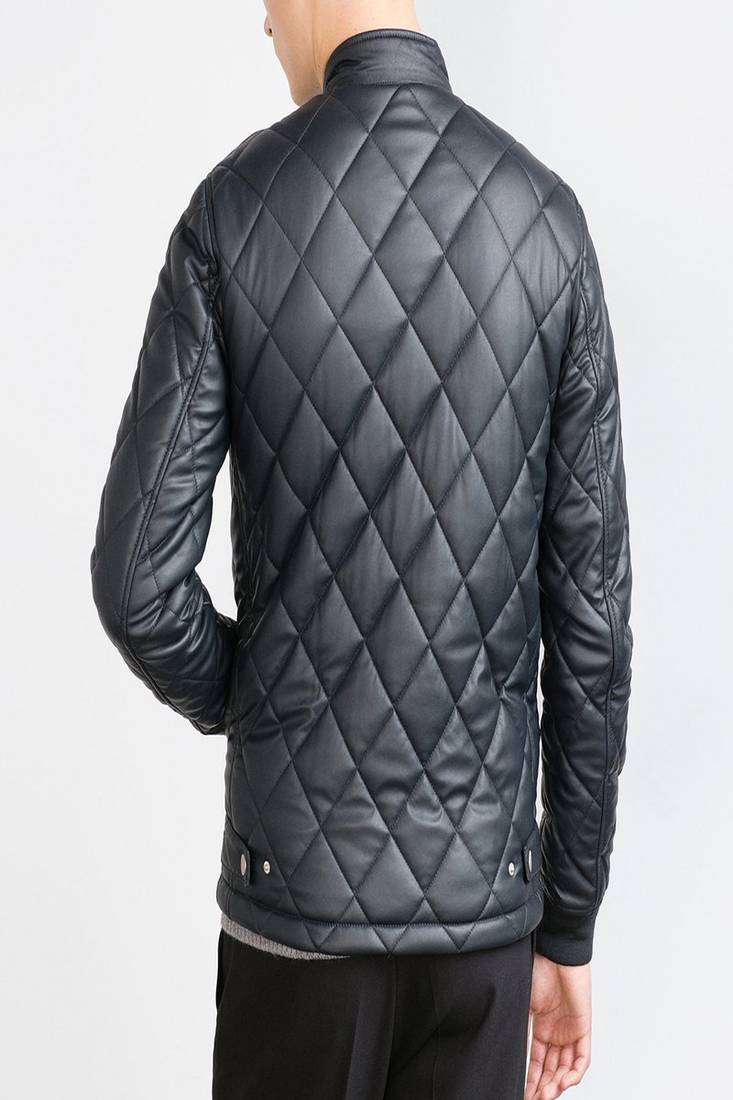 Men's grey  genuine lambskin leather jacket stylish quilted slim fit leather jacket-l68