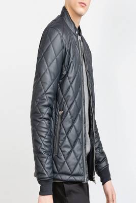 men's grey premium lambskin leather jacket premium quilted design 2