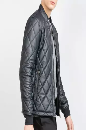 men's grey premium lambskin leather jacket premium quilted design