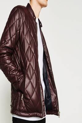 men's maroon premium lambskin leather jacket premium quilted design 1
