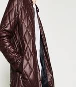 Men's maroon  genuine lambskin leather jacket stylish quilted slim fit leather jacket-l69