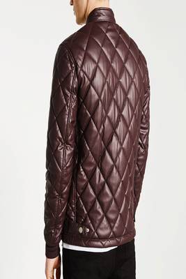 men's maroon premium lambskin leather jacket premium quilted design 3
