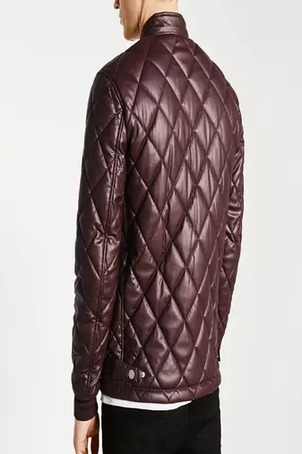 men's maroon premium lambskin leather jacket premium quilted design