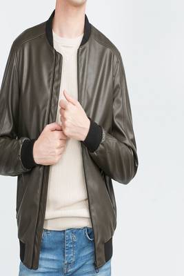 men's olive green lambskin leather jacket classic zip up style 1