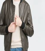 men's olive green lambskin leather jacket classic zip up style