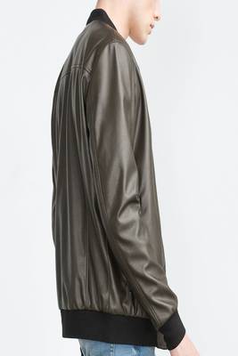 men's olive green lambskin leather jacket classic zip up style 2