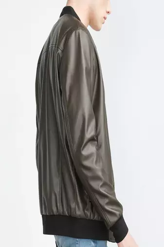 Men's olive green genuine lambskin leather jacket stylish slim fit leather jacket-l70