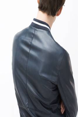 men's navy blue lambskin leather jacket classic zip up style 2