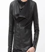 Men's black genuine lambskin leather jacket stylish slim fit leather jacket-l73