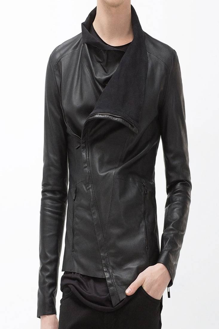 Men's black genuine lambskin leather jacket stylish slim fit leather jacket-l73