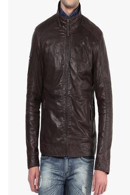 men's brown lambskin leather jacket classic zip up style premium 1