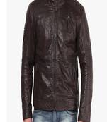 men's brown lambskin leather jacket classic zip up style premium