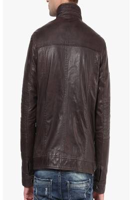 men's brown lambskin leather jacket classic zip up style premium 2