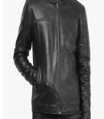 men's black lambskin leather jacket classic zip up style elegant