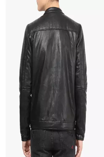 men's black lambskin leather jacket classic zip up style elegant