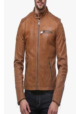 men's brown lambskin leather jacket classic zip up style exclusive 1