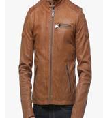 men's brown lambskin leather jacket classic zip up style exclusive