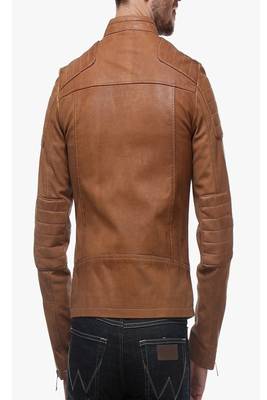 men's brown lambskin leather jacket classic zip up style exclusive 2