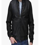 men's black lambskin leather jacket classic zip up style classic