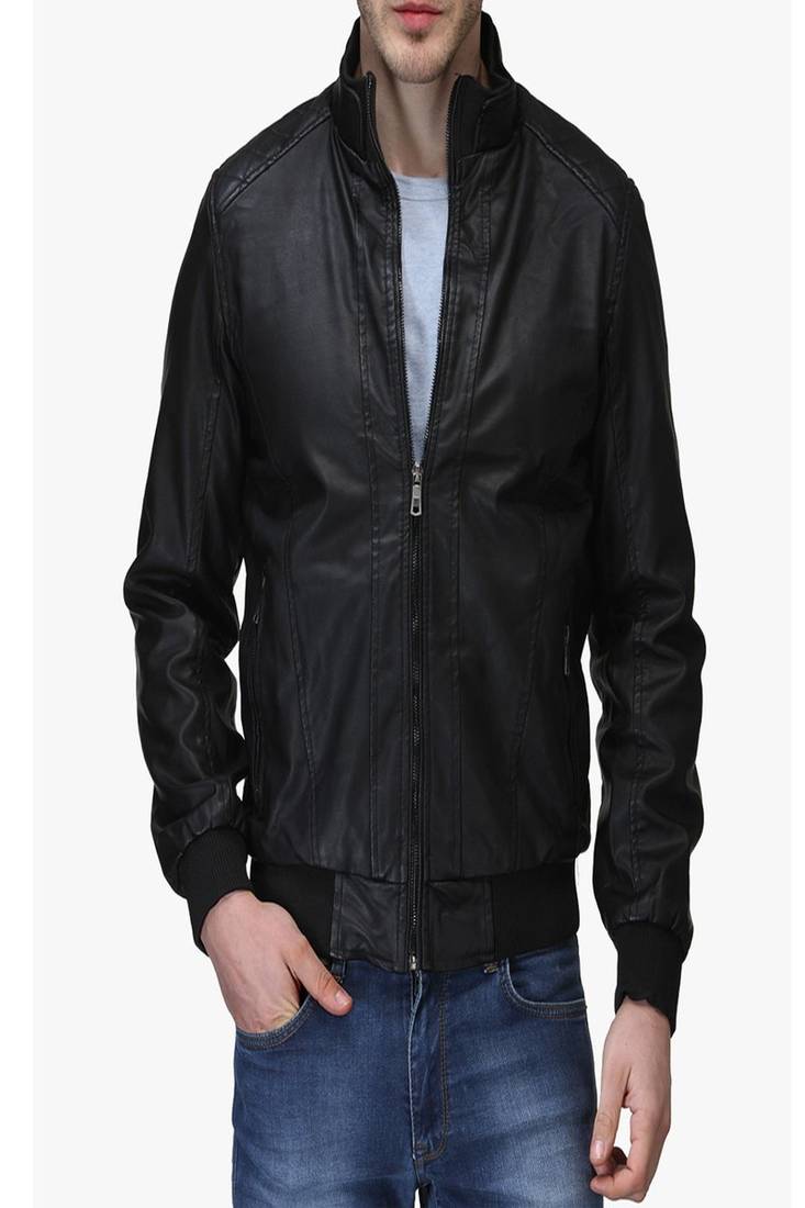 Men's black genuine lambskin leather jacket modern fashion outfit jacket-l78