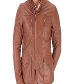 men's brown lambskin leather jacket classic zip up style modern