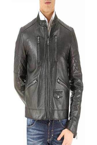 men's black lambskin leather jacket classic zip up style timeless