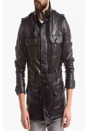 Men's black genuine lambskin leather jacket modern fashion outfit leather jacket-l82