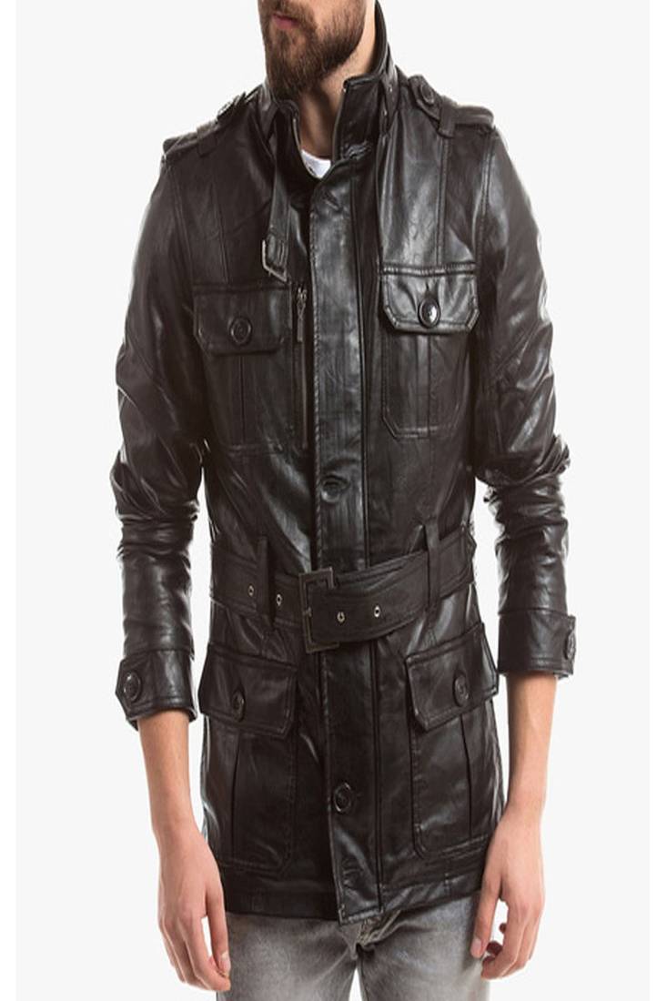 Men's black genuine lambskin leather jacket modern fashion outfit leather jacket-l82