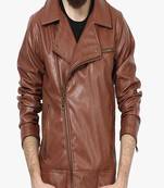 men's brown lambskin leather jacket classic zip up style stylish