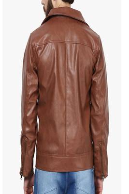 men's brown lambskin leather jacket classic zip up style stylish 2