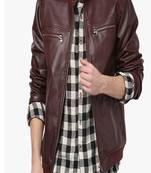 men's brown lambskin leather jacket classic zip up style authentic