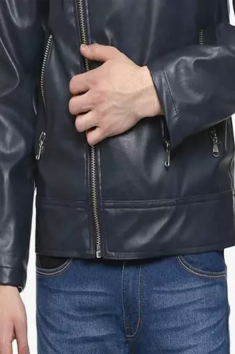 Men's black genuine lambskin leather jacket modern fashion outfit leather jacket-l87