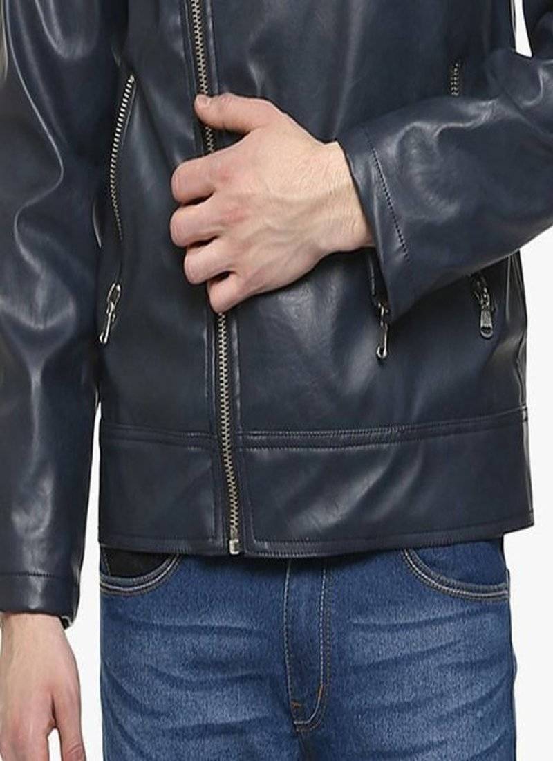 Men's black genuine lambskin leather jacket modern fashion outfit leather jacket-l87