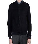 men's navy blue lambskin leather jacket classic zip up style premium