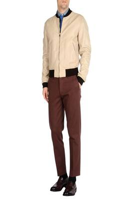 men's beige lambskin leather jacket classic zip up style 1