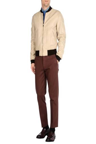 men's beige lambskin leather jacket classic zip up style