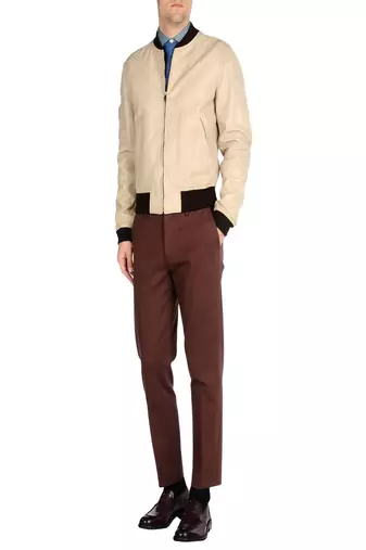 Men's beige  genuine lambskin leather jacket modern fashion outfit leather jacket-l89